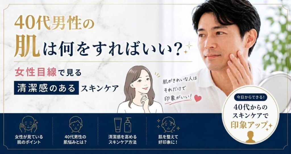40代男性の肌悩みと清潔感を高めるスキンケア方法を解説する