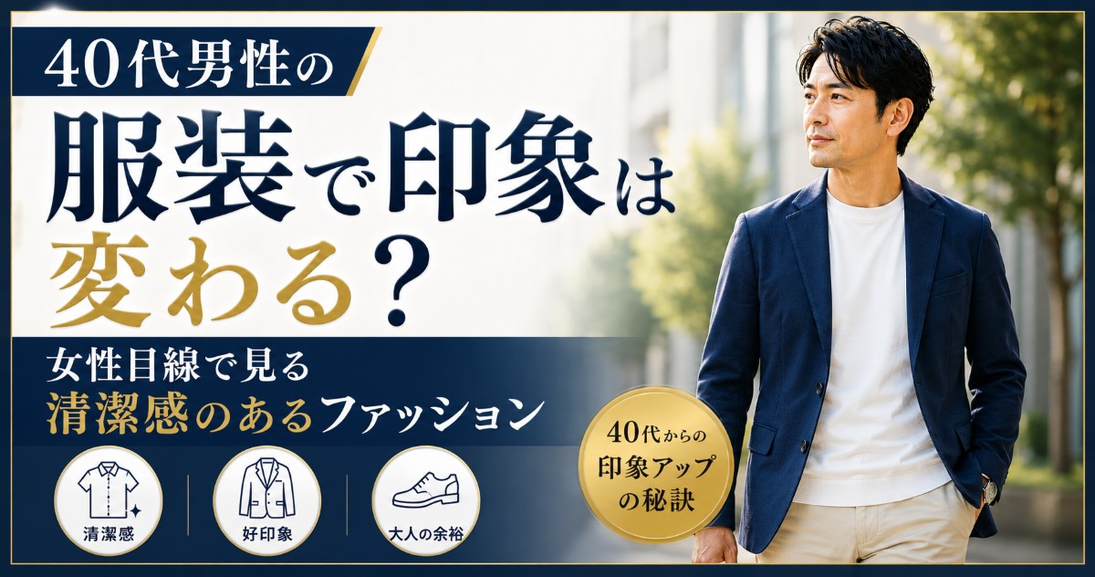 40代男性の髪型や女性目線での清潔感のある髪の条件を紹介するアイキャッチ画像