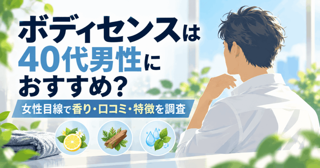 ボディセンスは40代男性におすすめか女性目線で香り・口コミ・特徴を紹介するアイキャッチ画像